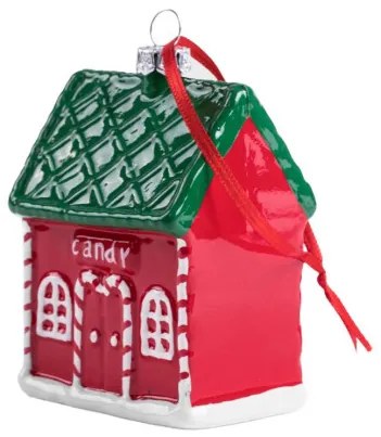 Vianočná ozdoba EVI RED červený domček 710292