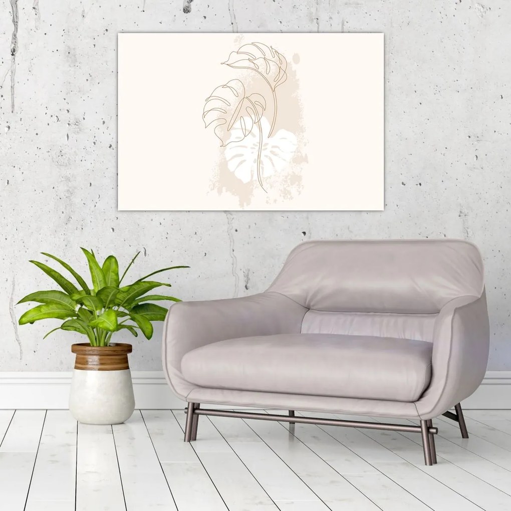 Obraz - Line art monstera N⁰1 (90x60 cm)