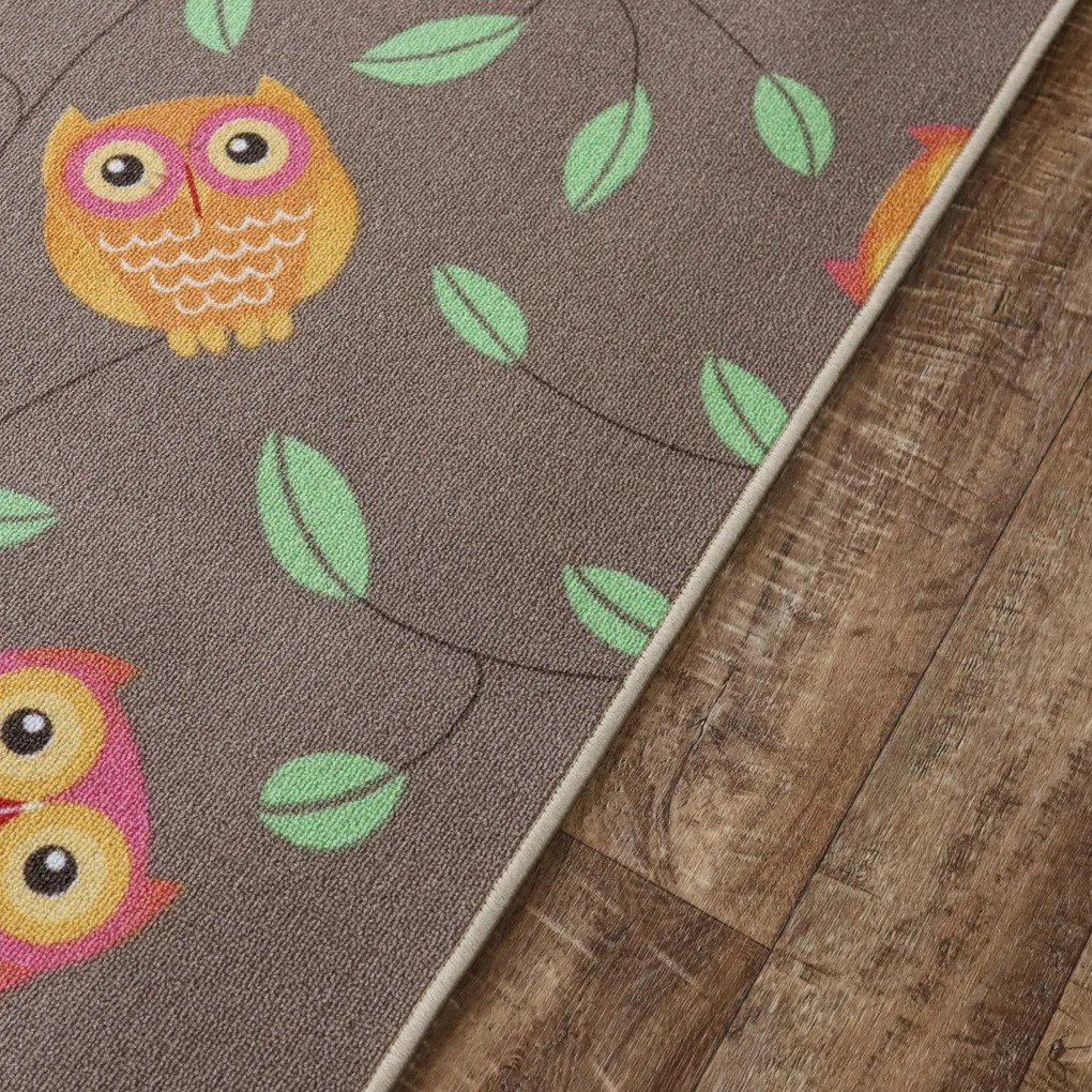 Detský kusový koberec Little Owls, 200x400, hnedá, detská izba, AladinWorld Expres