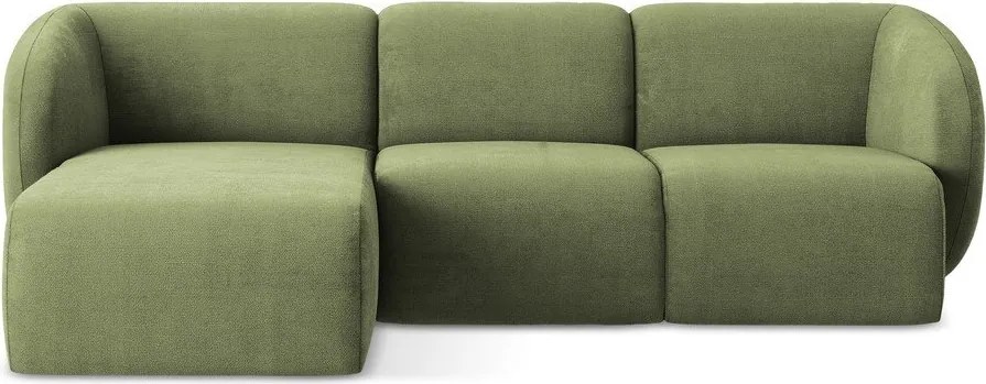 Zelená ženilková rohová pohovka (ľavý roh/s leňoškou) Lani – Makamii