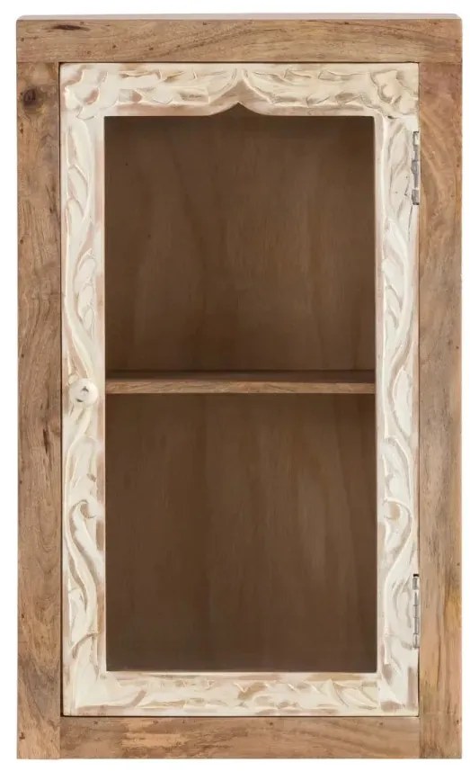 furniture-nabytek.cz - Masivní nástěnná skříňka Delhi z mangového dřeva, lakovaná, hnědá – 44×20×70 cm