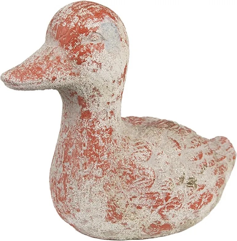 Tehlovo-sivá antik cementová dekorácia kačička Brocante - 15*8*12 cm