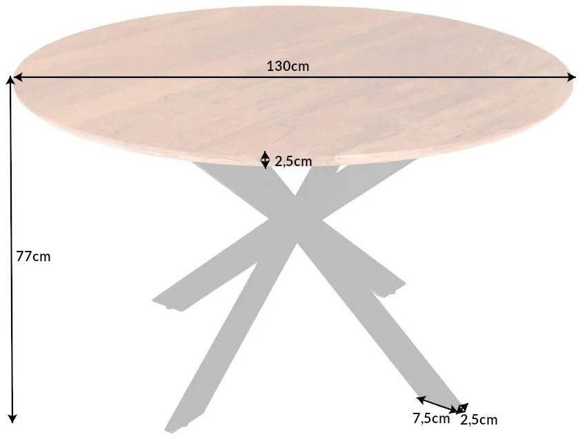 Okrúhly jedálenský stôl Fabrico 130 cm akácia - Skladom na SK