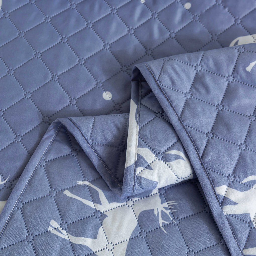 Prehoz na posteľ DEER AND TREE sivomodrý Rozmer: 220 x 240 cm