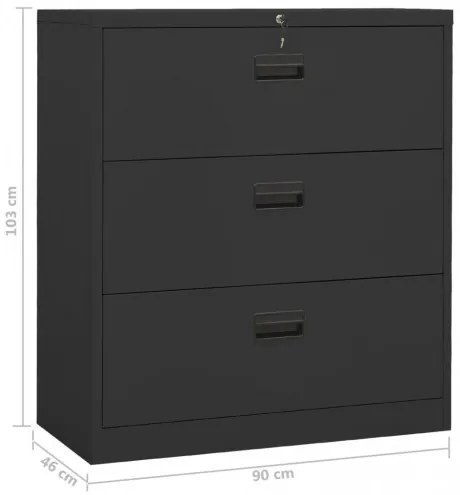 vidaXL Kartotéka antracitová 90x46x103 cm oceľová-
