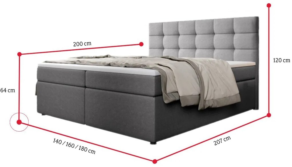 Čalúnená posteľ boxspring SALMA + vrchný matrac - inari 22 / 160x200