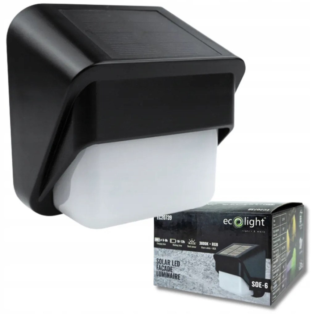 ECOLIGHT Solárne fasádne svietidlo so súmrakovým senzorom