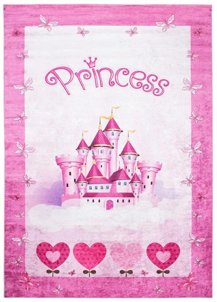 Dievčenský koberec s motívom zámku pre princezné Šírka: 80 cm | Dĺžka: 150 cm