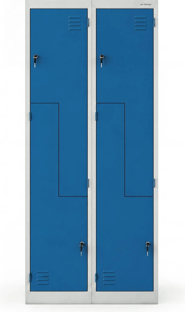 Šatníková skriňa typu L sivo-modrá: JULIA, 800 x 1850 x 450 mm