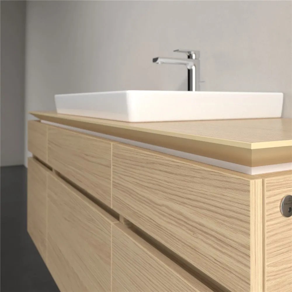 VILLEROY &amp; BOCH Legato závesná skrinka pod umývadlo (umývadlo v strede), 5 zásuviek, s LED osvetlením, 1400 x 500 x 550 mm, Nordic Oak, B685L0VJ