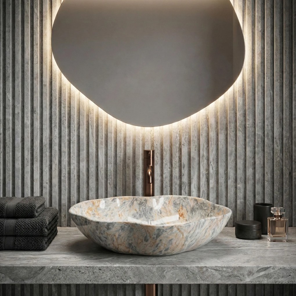 Rea Pearl Ruststone, umývadlo na dosku 505x380x135 mm, imitácia kameňa, REA-U0620