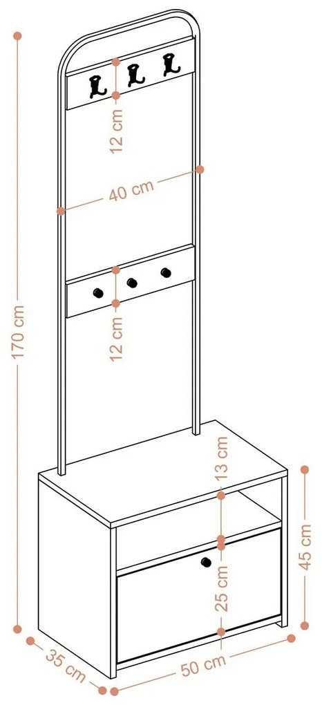 Vešiak s botníkom Quinn White and Black