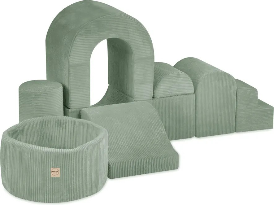 Ihrisko Zámok s bazénikom + 150 loptičiek (perleťové, strieborné), prémiový zelený menčester