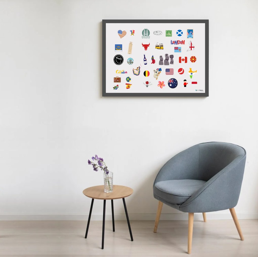 Toptabule.sk Biela tabuľa na magnetky v drevenom šedom ráme 90x60 cm