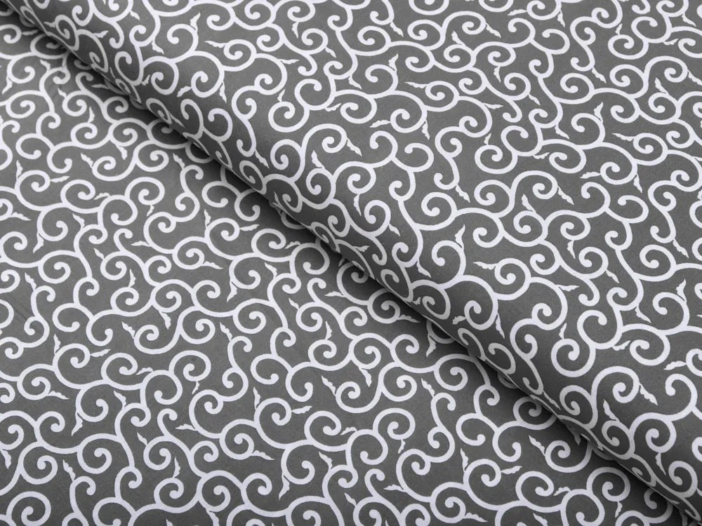Biante Detský bavlnený záves Sandra SA-258 Ornamenty na tmavo sivom 130x200 cm