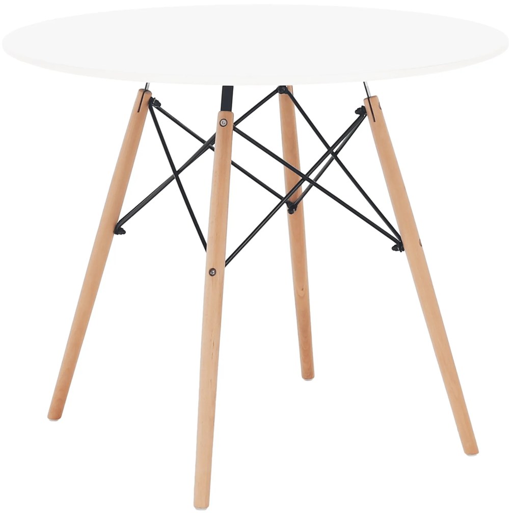 Kondela Jedálenský stôl, biela/buk, priemer 90 cm, GAMIN NEW 90