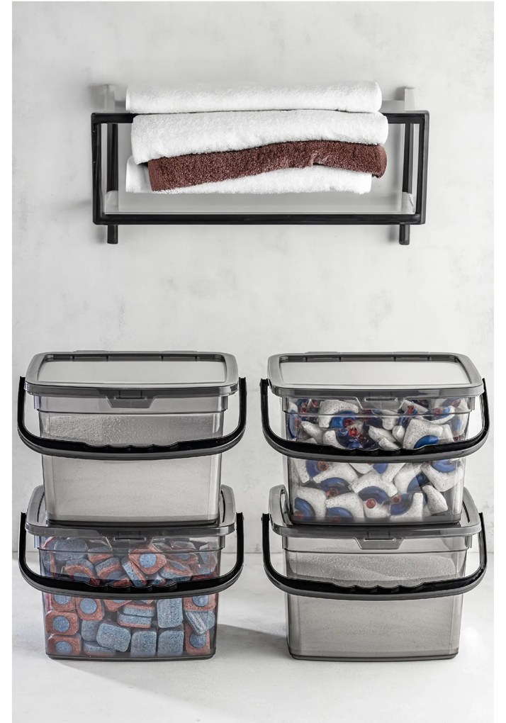 Súprava 4 ks úložných boxov KAREN antracitová