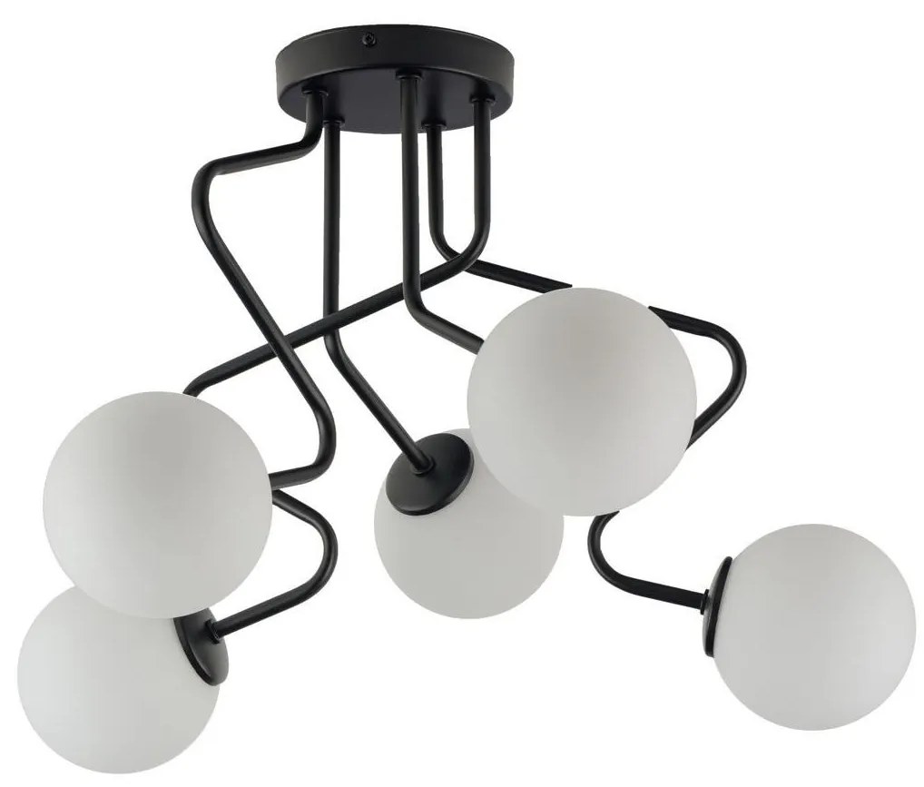 Luster na tyči ZIGZAG 5xG9/12W/230V čierna