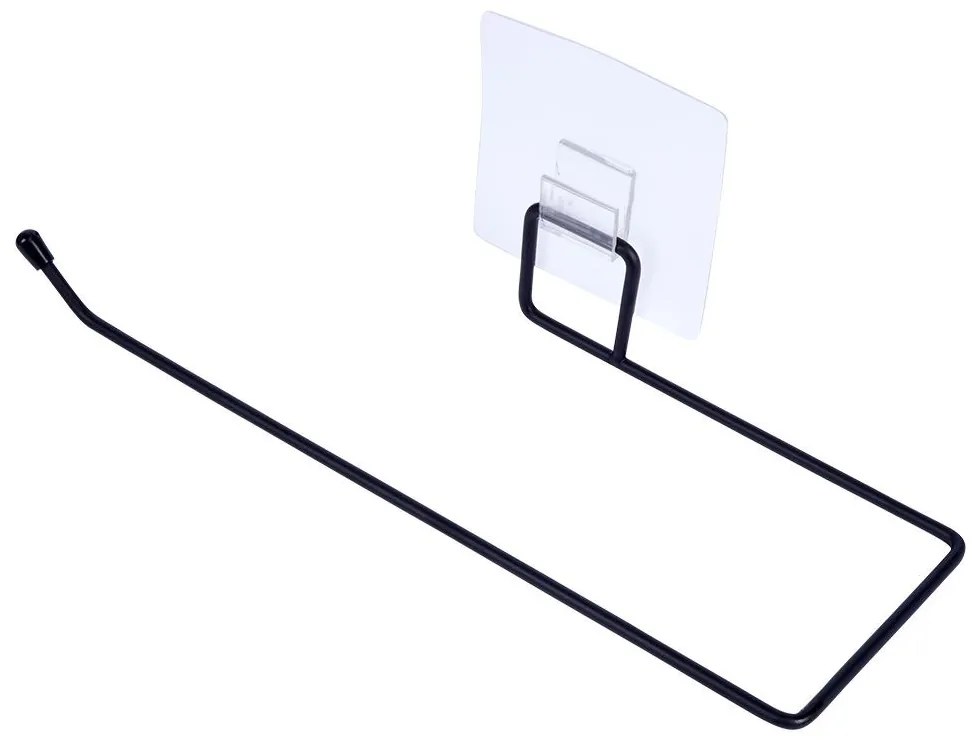 VILDE Držiak na kuchynské utierky, kovový čierny, samolepiaci