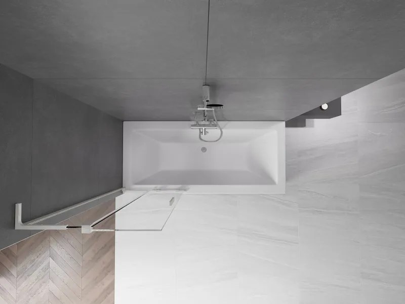 Mexen Velar L, 2-krídlová posuvná vaňová zástena 75 x 150 cm, 8mm číre sklo, brúsená oceľ, 896-075-003-01-97