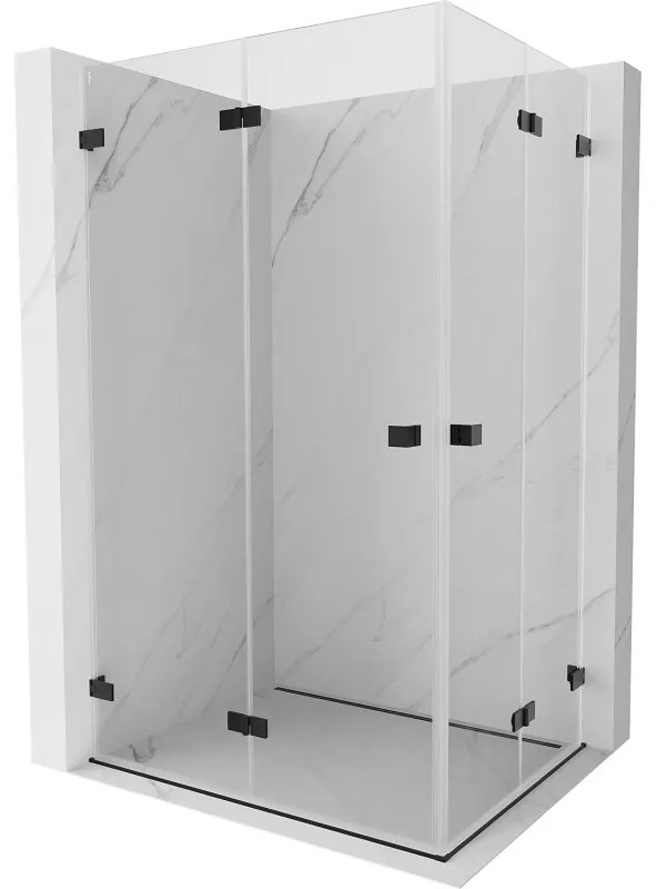 Mexen Lunar-F Duo, Skladací sprchový kút 100 x 95 cm, 8mm číre sklo, čierny profil, 836-100L-095P-70-00
