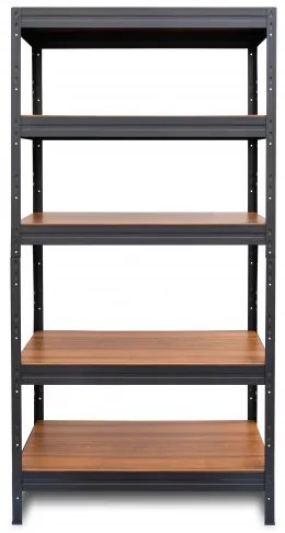 Fistar Regál 1800x900x400 mm, lakovaný 5-policový, nosnosť 875 kg - ČIERNA-ORECHOVÁ