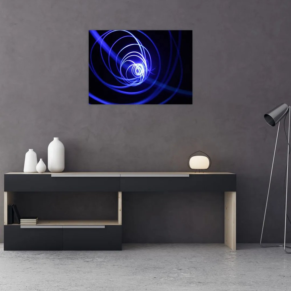 Sklenený obraz modrých špirál (70x50 cm)