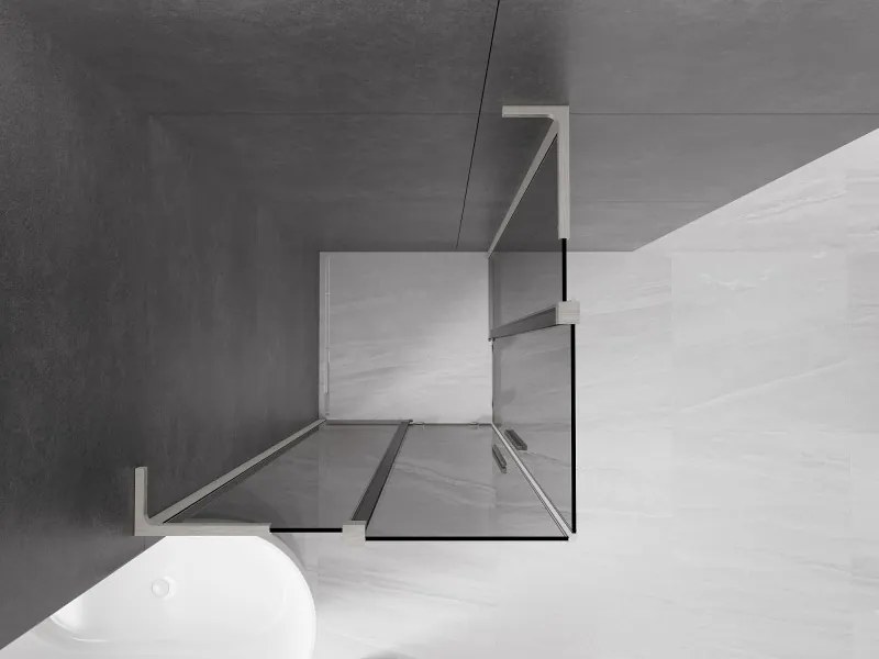 Mexen Velar L Duo, sprchový kút s posuvnými dverami 90 x 90 cm, 8mm šedé sklo, brúsená oceľ, 871-090-090-02-43-97
