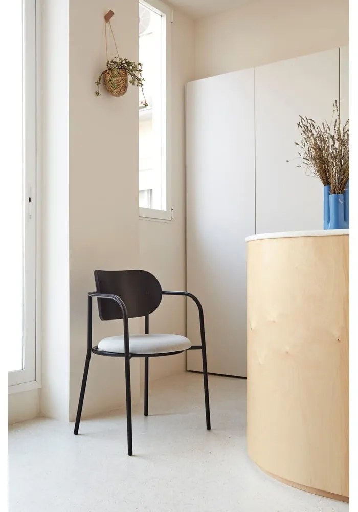 Čierno-sivá jedálenská stolička v dekore jaseňa Eclipse - Teulat