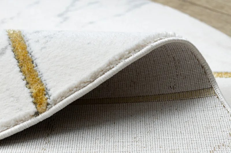 Dywany Łuszczów, Kusový koberec Emerald geometric 1012 cream and gold kruh, 120x120 (priemer) kruh, biela, obývacia izba