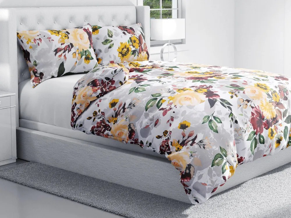 Biante Bavlnené posteľné obliečky Sandra SA-217 Veľké žlté kvety Jednolôžko 140x200 a 70x90 cm