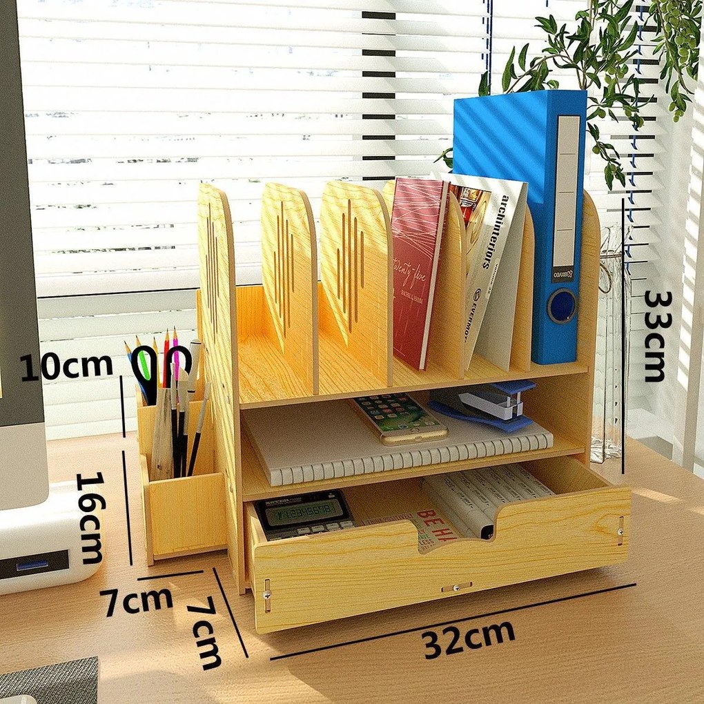 DIY zakladač na dokumenty A4 so zásuvkou svetlé drevo B20 Svetlé drevo