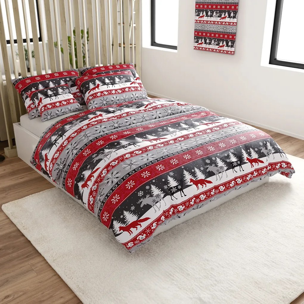 Mikroplyšové obliečky SNOWY FOREST sivé Rozmer obliečky: 70 x 90 cm | 140 x 200 cm