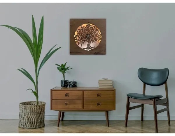 Li-Go 5652/DUB2 - Stmievateľné LED hodiny LED/10W/5V 20000 mAh 42x42 cm dub+ DO