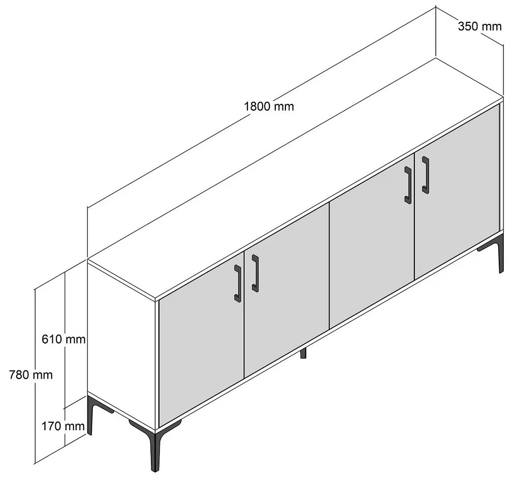 Dizajnová komoda Harsha 180 cm antracitová