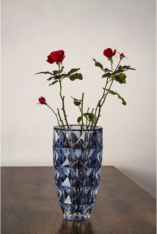 KRIŠTÁĽOVÁ VÁZA BOHEMIA DIAMOND SMOKEY BLUE 280 MM