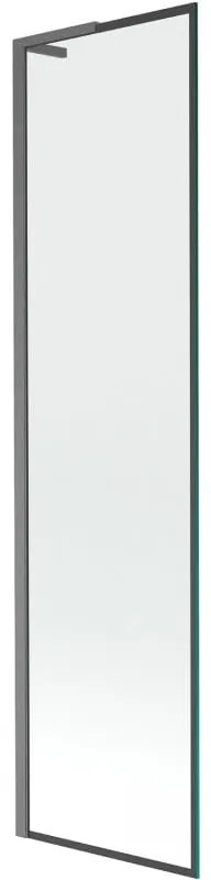 Mexen Next L, 1-krídlová vaňová zástena 50 x 150 cm, 6mm číre sklo-čierny vzor, grafitový profil, 895-050-000-03-70-66