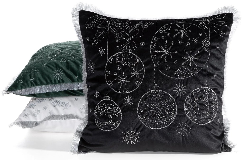 VIANOČNÁ DEKORAČNÁ OBLIEČKA NA VANKÚŠ HOLLY 45X45 CM ČIERNA