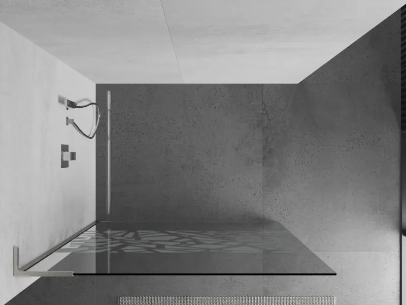 Mexen Kioto L, sprchová zástena Walk-In 120 x 200 cm, 8mm číre sklo biely vzor, brúsená oceľ profil, 800-120-103-97-85