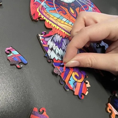 Kruzzel 22878 Dřevěné puzzle kočka 130 dílů, 38 x 24 cm