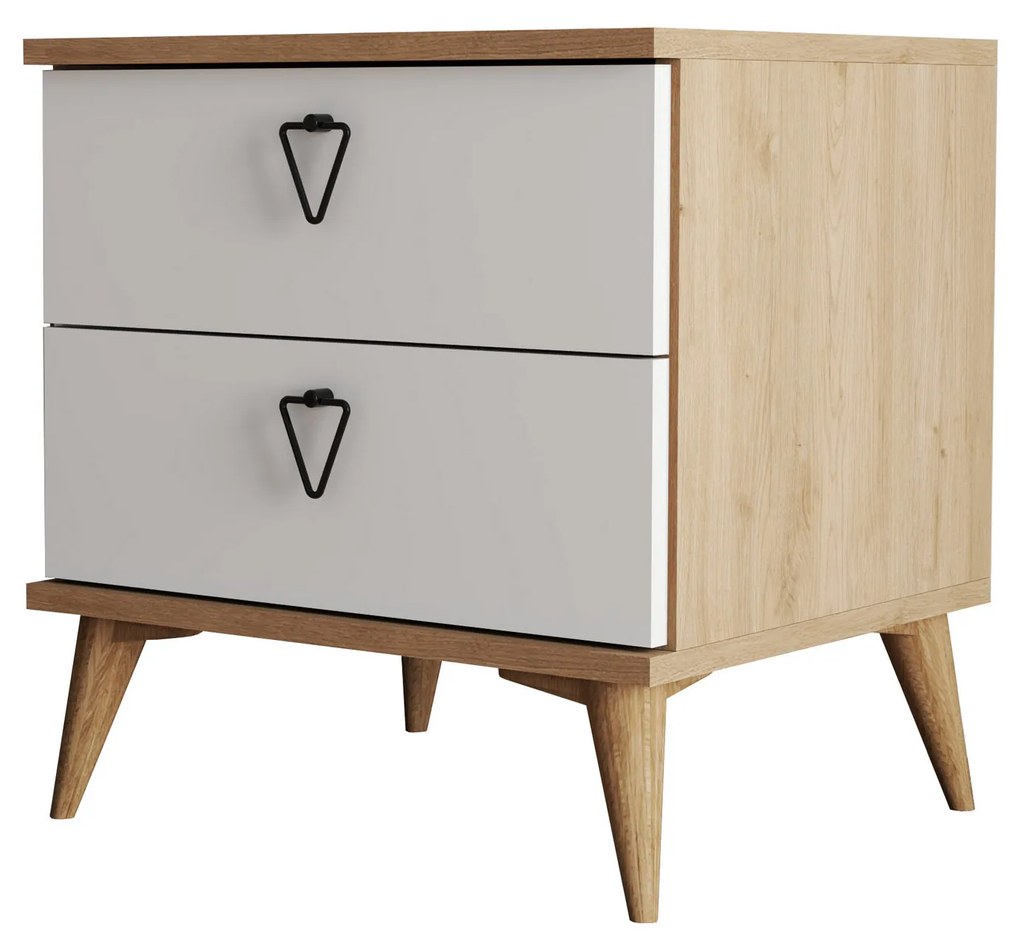 Nočný stolík Versala (Dub + Biela). Akcia -38%. Vlastná spoľahlivá doprava až k Vám domov. 1073269