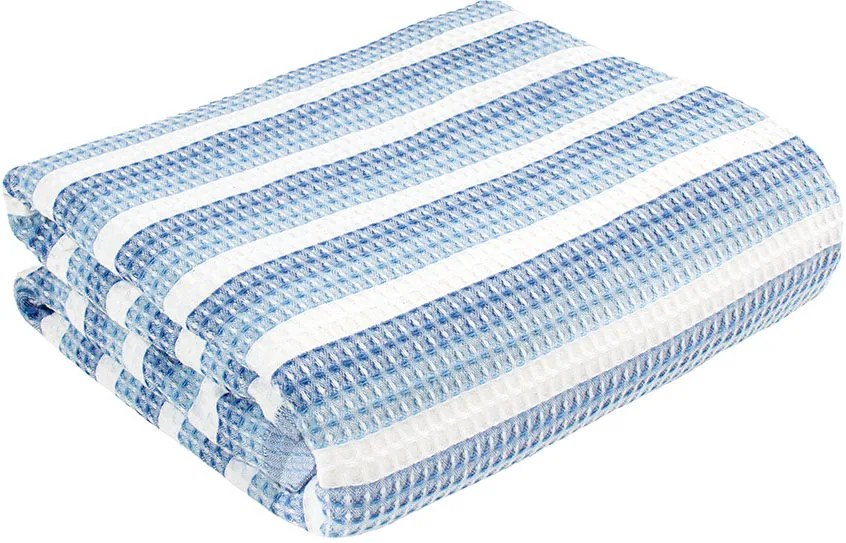 Škodák Pracovný vaflový uterák vzor 005 modré pásiky - 50x100cm