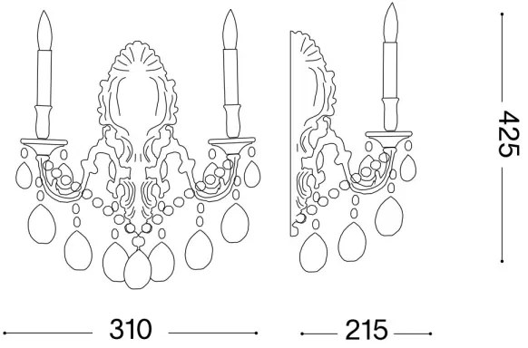 Ideal Lux - Krištáľové nástenné svietidlo GIOCONDA 2xE14/40W/230V strieborná