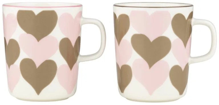 Set hrnčekov Oiva Sydämet 0,25l, 2ks / ružovo-béžový