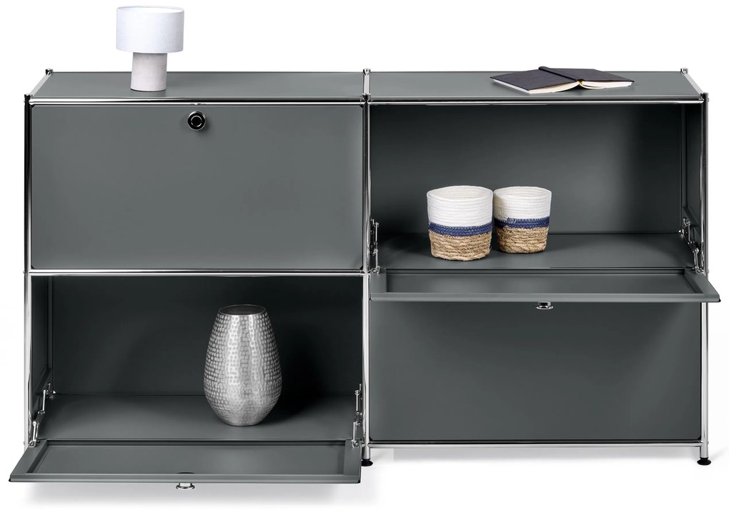 Odkladacia skrinka »CN3« so štyrmi výklopnými doskami, sivá