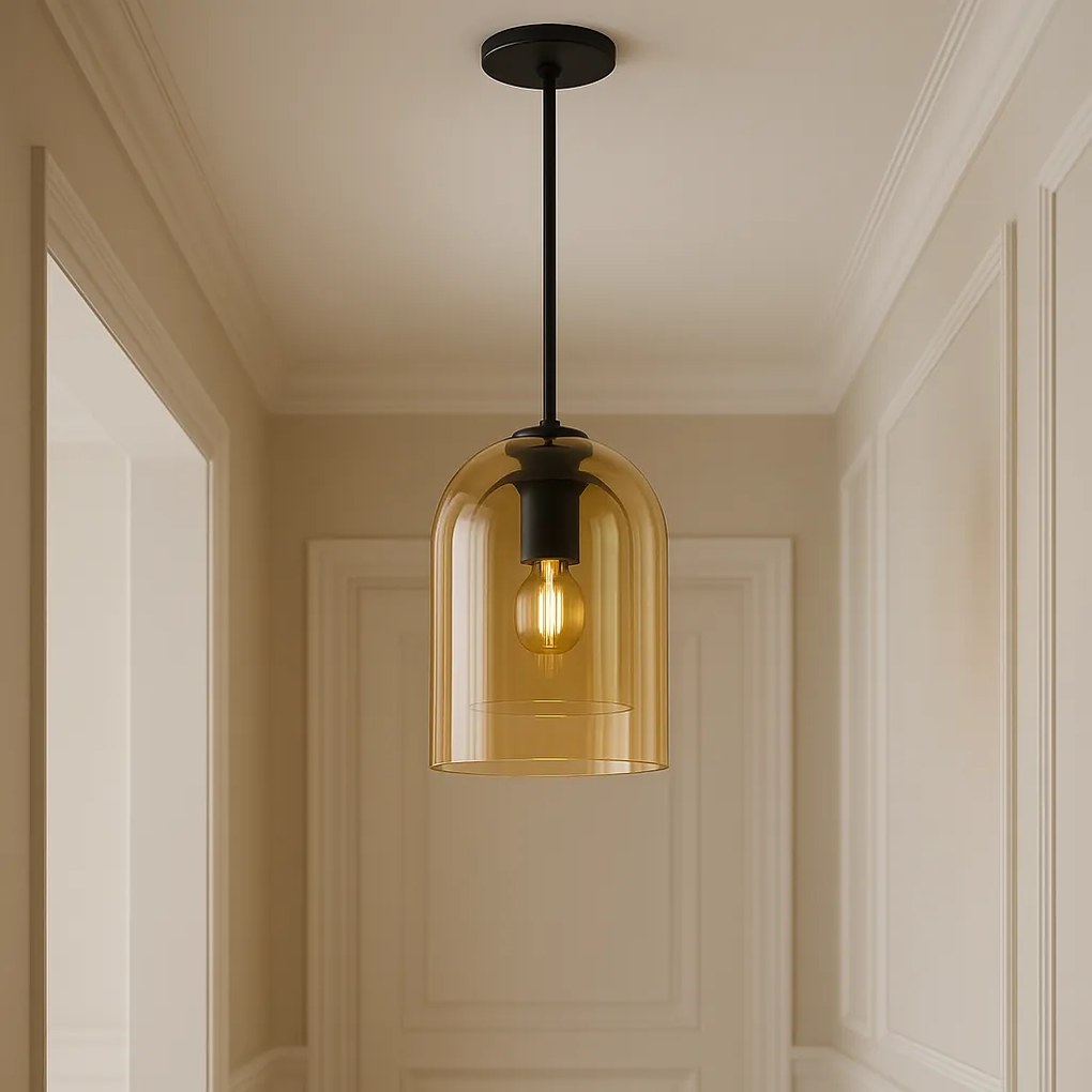 Toolight Amber, závesné svietidlo 1xE27 APP1704-1PC, hnedá-čierna, OSW-04335