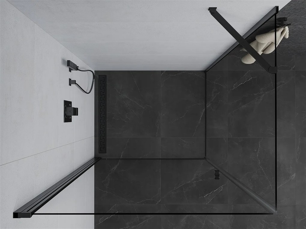 Mexen Pretoria, sprchovací kút 100 (dvere) x 90 (stena) cm, 6mm číre sklo, čierny profil, 852-100-090-70-00