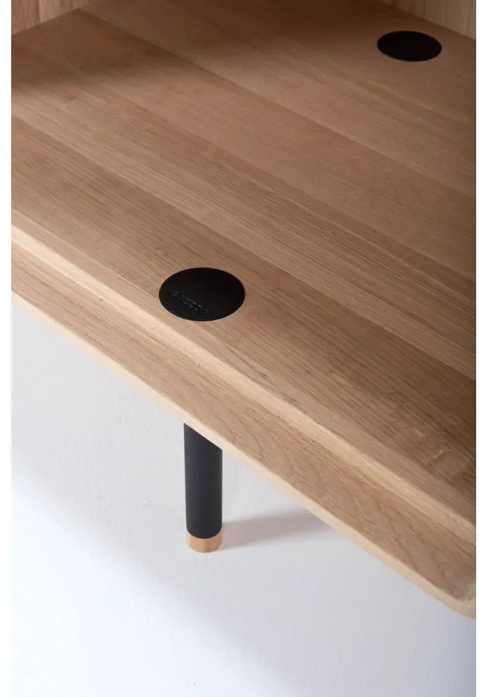 Nízka komoda z dubového dreva v čierno-prírodnej farbe 176x100 cm Fina - Gazzda