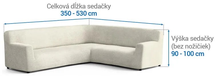 Bielastické poťahy COSTINA smotanová rohová sedačka (š. 350 - 530 cm)
