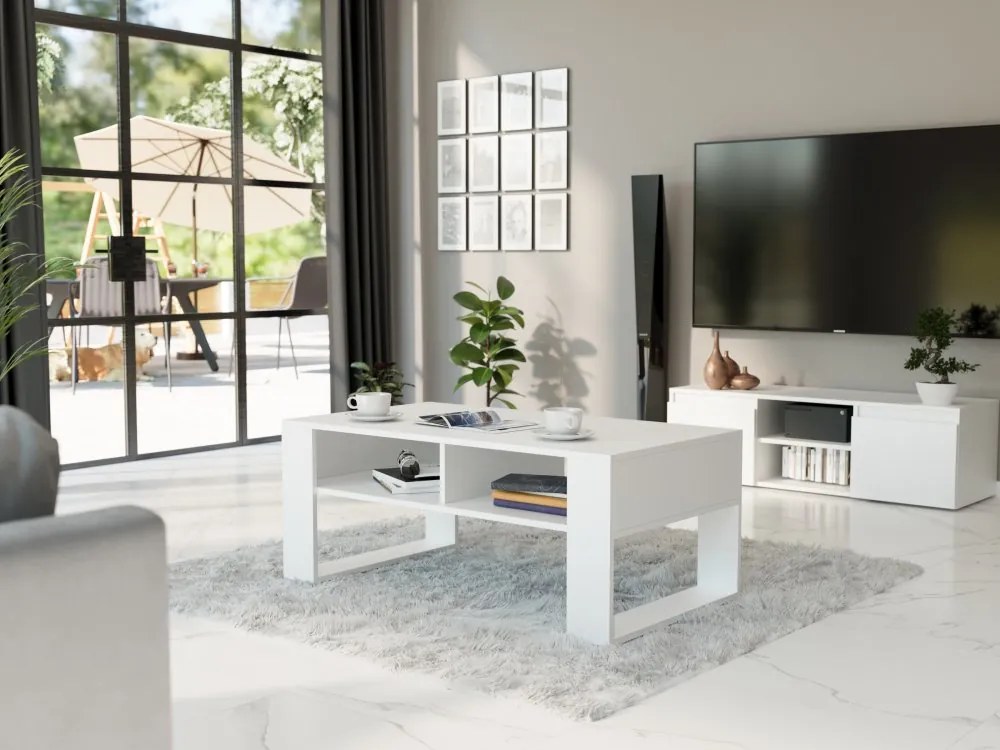 Moderný konferenčný stolík 58 x 90 x 55 cm biela